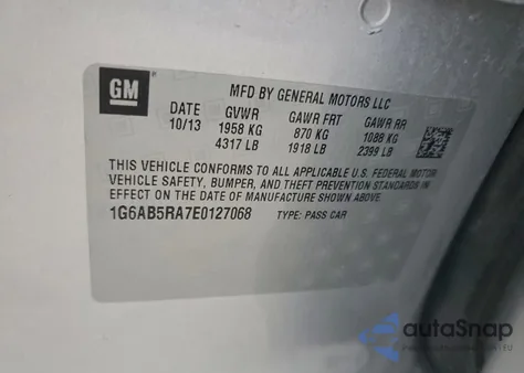 2014 Cadillac Ats Luxury z USA, uszkodzony, nr VIN 1G6AB5RA7E0127068